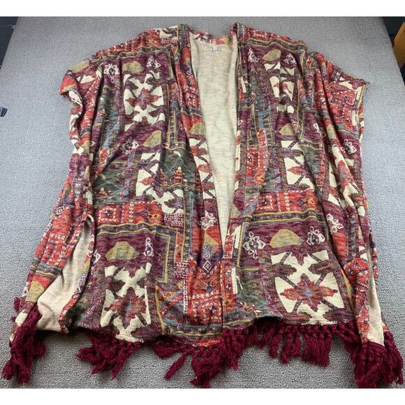 Ecote Urban Outfitters Duster Women's Small Blanket Kimono Boho Fringe Sweater - Picture 1 of 9